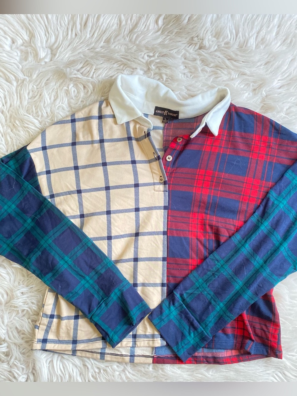 Almost Famous Striped Color Block Collared Long Sleeve Shirt